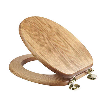 Croydex Sit Tight Bloomfield Solid Oak Toilet Seat with Brass Hinges - WL531076H Profile Large Image