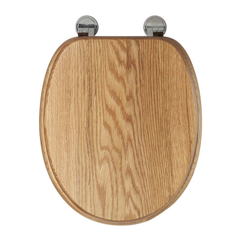 Croydex Sit Tight Bloomfield Solid Oak Toilet Seat with Chrome Hinges - WL530976H Profile Large Imag