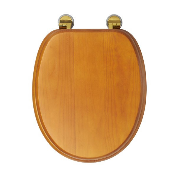 Croydex Sit Tight Douglas Antique Pine Toilet Seat with Brass Hinges