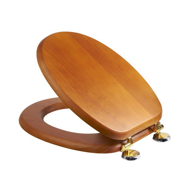 Croydex Sit Tight Douglas Antique Pine Toilet Seat with Brass Hinges