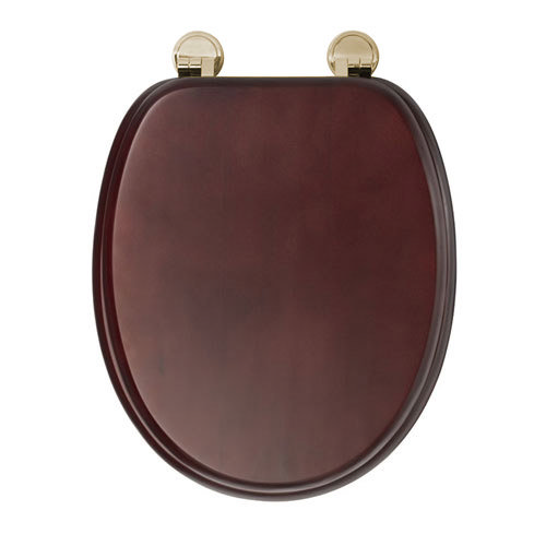 Croydex Sit Tight Douglas Mahogany Effect Toilet Seat with Brass Hinges - WL530752H Feature Large Im