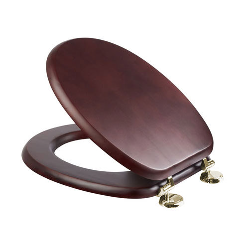 Croydex Sit Tight Douglas Mahogany Effect Toilet Seat with Brass Hinges - WL530752H Large Image