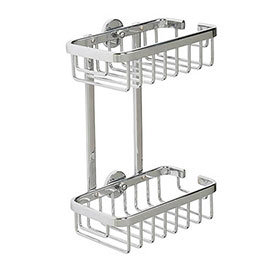 Croydex Slimline Aluminium Two Tier Shower Basket - QM786041 Medium Image