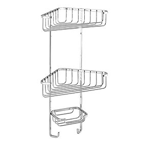 Croydex Stainless Steel 3-Tier Corner Basket - QM392841 Large Image