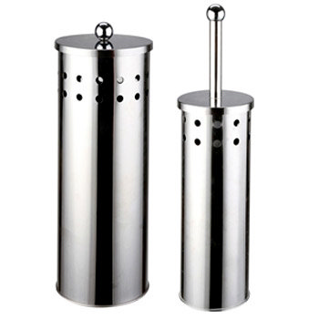 Croydex Stainless Steel Toilet Brush and Toilet Roll Storage Set - AJ401041 Large Image