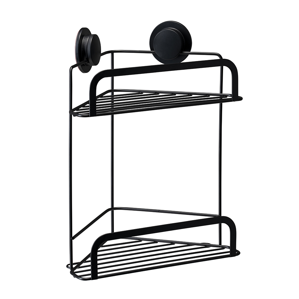 Croydex Stick n Lock 2 Tier Corner Basket Matt Black