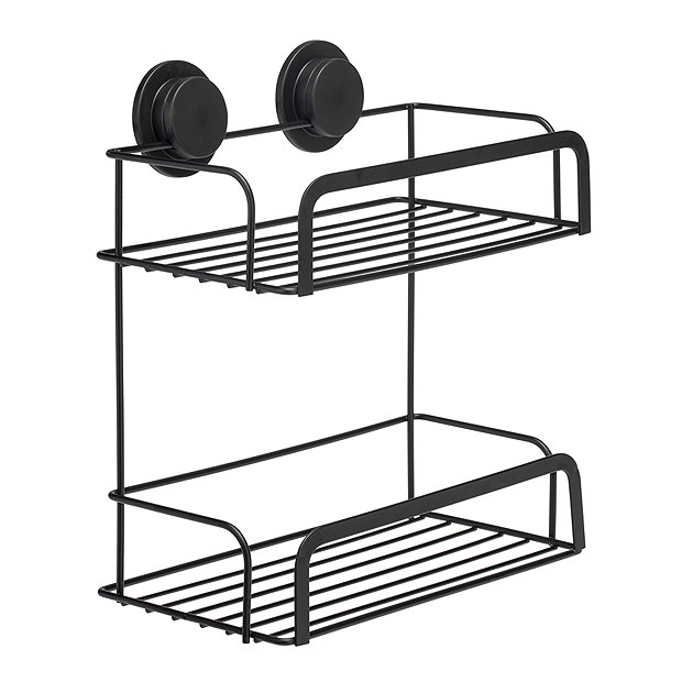 Croydex Stick 'n' Lock Three Tier Corner Shower Basket, Grey