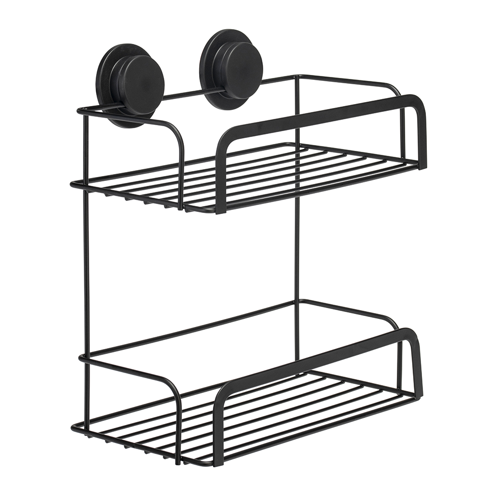 Croydex Stick n Lock 2 Tier Cosmetic Basket Matt Black