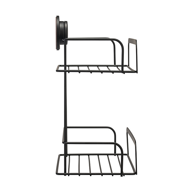 Croydex Stick n Lock 2 Tier Cosmetic Basket - Matt Black