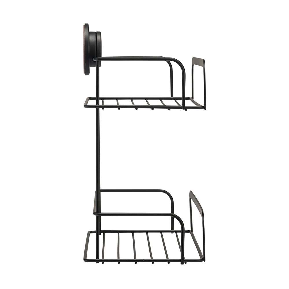 Croydex Stick N Lock 2 Tier Cosmetic Basket - Matt Black