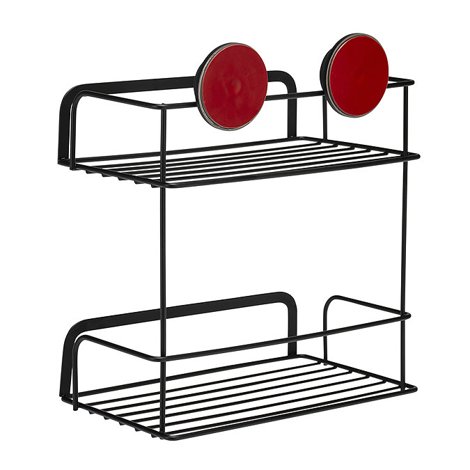 Croydex Stick n Lock 2 Tier Cosmetic Basket - Matt Black