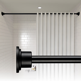 Croydex Stick N Lock Premium Telescopic Rod - Matt Black