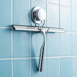 Croydex Stick 'N' Lock Shower Squeegee & Holder - Chrome