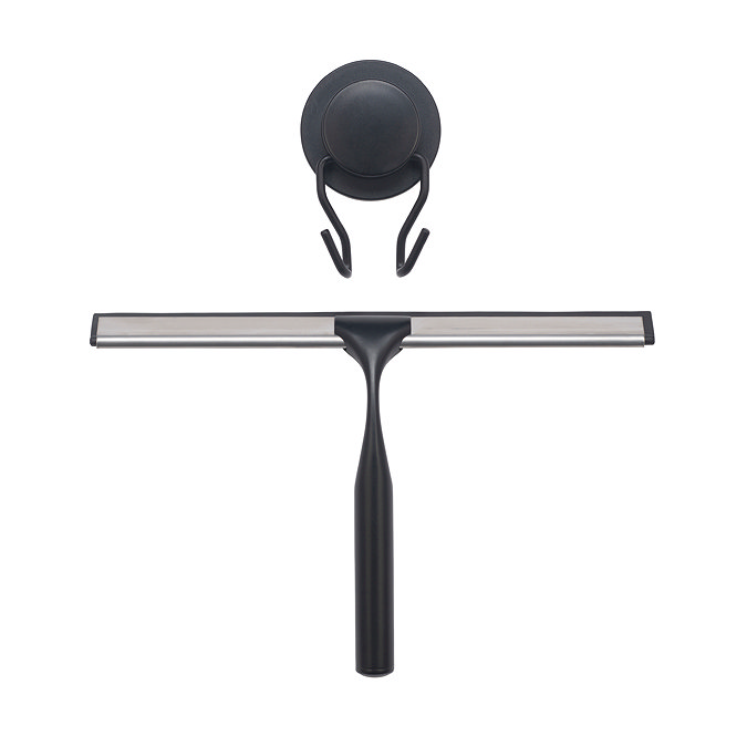 Croydex Stick 'N' Lock Shower Squeegee & Holder - Matt Black