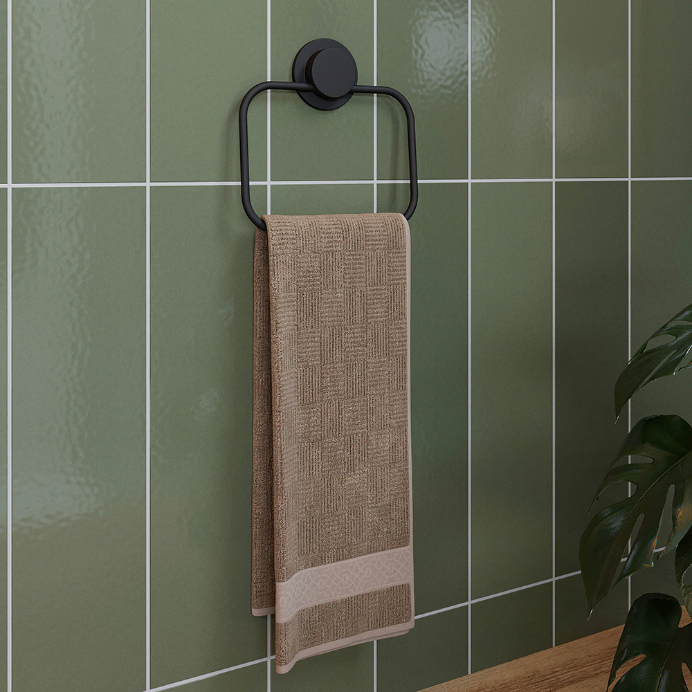 Croydex Stick n Lock Towel Holder Matt Black