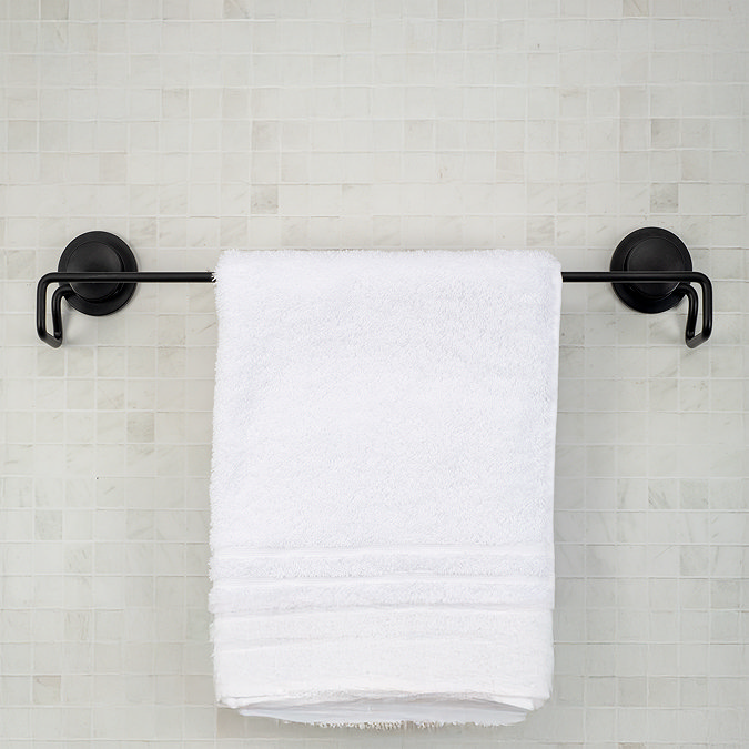 Croydex Stick 'N' Lock Towel Rail - Matt Black