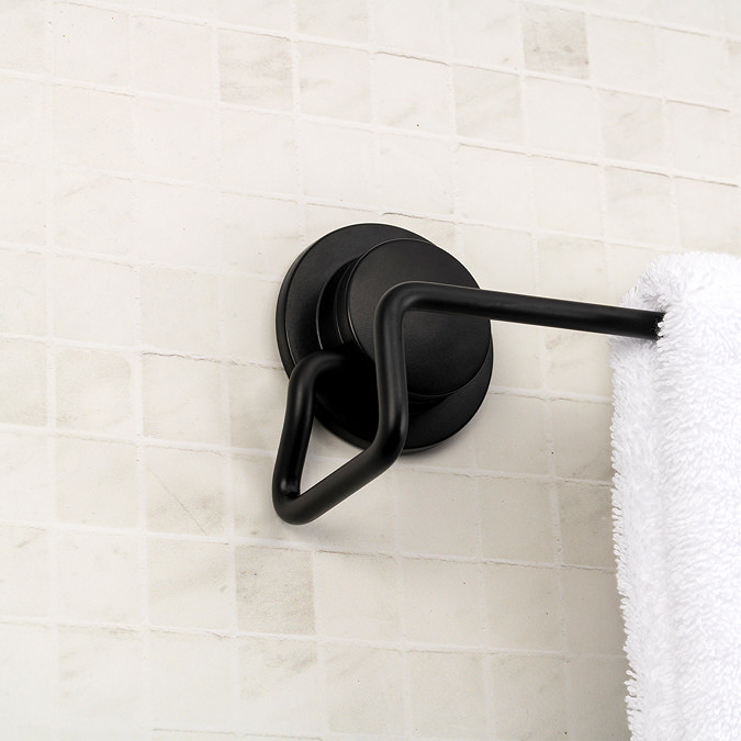 Croydex Stick 'N' Lock Towel Rail - Matt Black