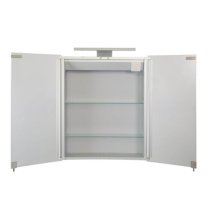 Croydex Sudbury Hang N Lock Double Door Illuminated Mirror Cabinet with Shaver Socket 700 x 600mm - 