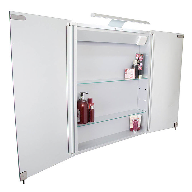 Croydex Sudbury Hang N Lock Double Door Illuminated Mirror Cabinet with Shaver Socket 700 x 600mm -