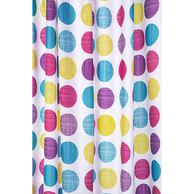 Croydex Textured Dots Textile Shower Curtain W1800 x H1800mm - AF288115  In Bathroom Large Image