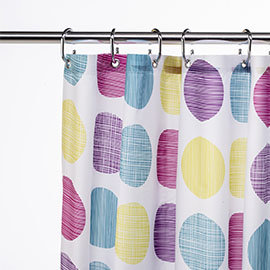 Croydex Textured Dots Textile Shower Curtain W1800 x H1800mm - AF288115 Medium Image