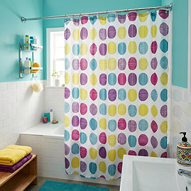 Croydex Textured Dots Textile Shower Curtain W1800 x H1800mm