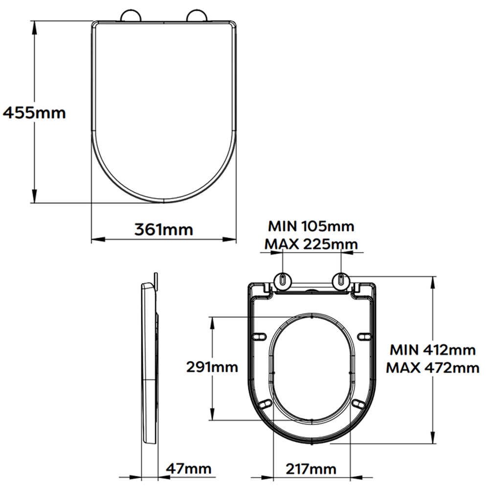 Croydex Varano Flexi-Fix D-Shaped Soft Close Quick Release Toilet Seat