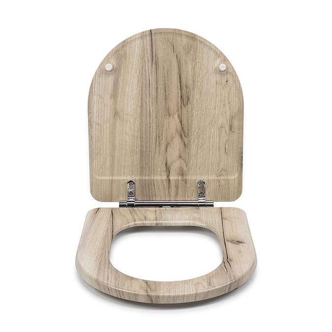 Croydex Varese Grey Oak Effect D-Shaped Flexi-Fix Toilet Seat with Soft Close and Quick Release - WL