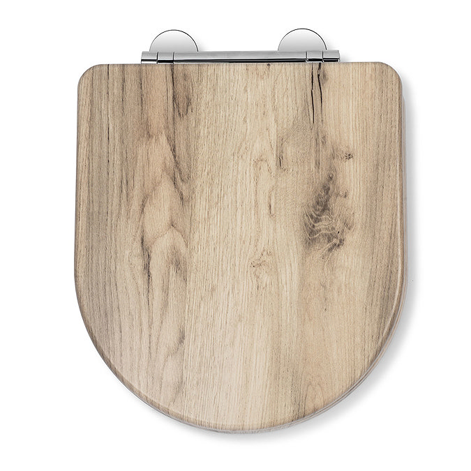 Croydex Varese Grey Oak Effect D-Shaped Flexi-Fix Toilet Seat with Soft Close and Quick Release - WL
