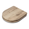 Croydex Varese Grey Oak Effect D-Shaped Flexi-Fix Toilet Seat with Soft Close and Quick Release - WL
