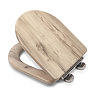 Croydex Varese Grey Oak Effect D-Shaped Flexi-Fix Toilet Seat with Soft Close and Quick Release - WL