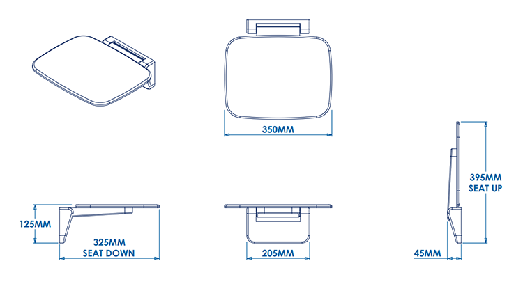 Croydex Wall Mounted Fold-Away Shower Seat - White