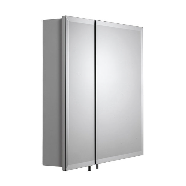 Croydex Wellington Double Door Bi-View White Steel Mirror Cabinet with FlexiFix - WC102122 Large Ima