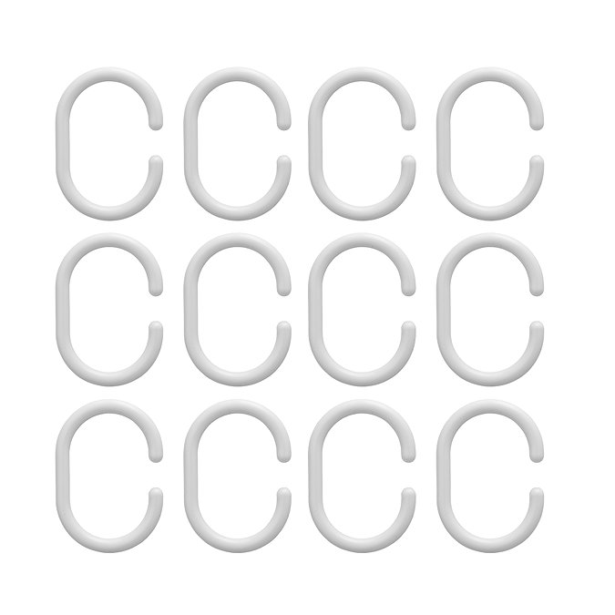 Croydex C-Type Shower Curtain Rings - White