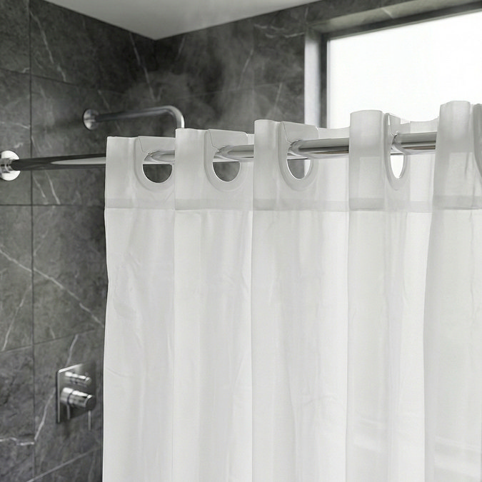 Croydex White Polyester Hook N Hang Shower Curtain W1800 x H1800mm