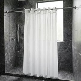 Croydex White Polyester Hook N Hang Shower Curtain W1800 x H1800mm