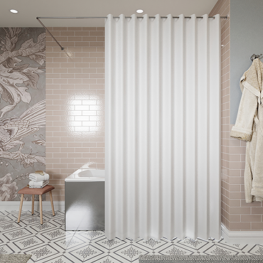 Croydex White Polyester Hook N Hang Shower Curtain W1800 x H1800mm - AF289022  Profile Large Image