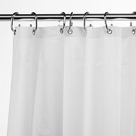 Croydex White Recycled Textile Shower Curtain with Anti-Microbial Protection - W2100 x H2100