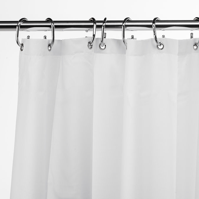 Croydex White Recycled Textile Shower Curtain with Anti-Microbial Protection - W2100 x H2100