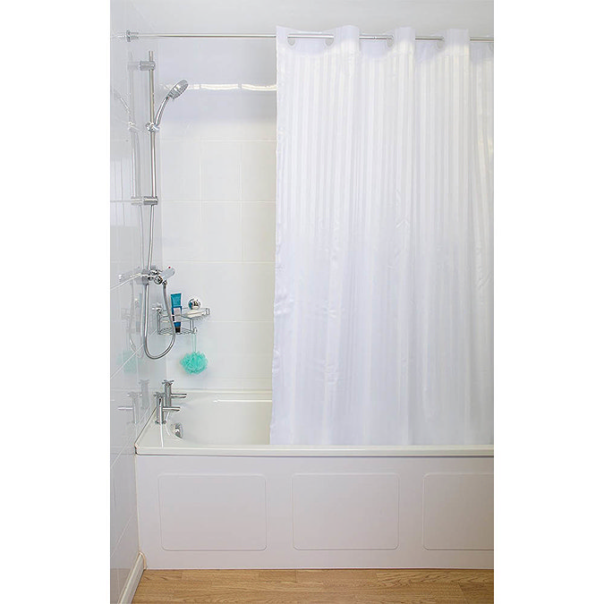 Croydex White Regency Stripe Polyester Hook N Hang Shower Curtain - AF289122  Profile Large Image