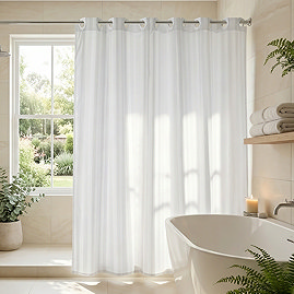 Croydex White Regency Stripe Polyester Hook N Hang Shower Curtain W1800 x H1800mm