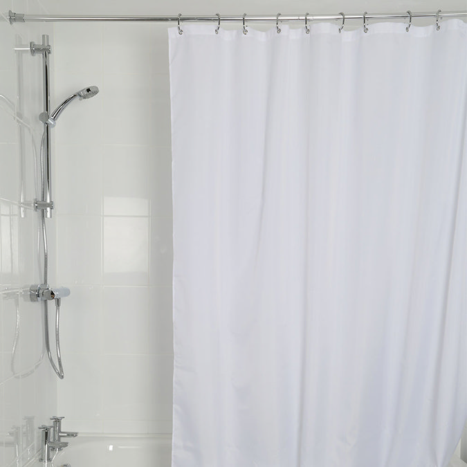 Croydex White Textile Shower Curtain W1800 x H1800mm - GP00801  Profile Large Image