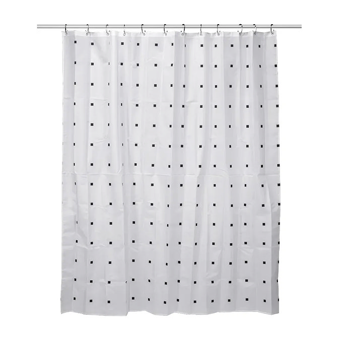 Croydex White with Black Square Dots Shower Curtain 1800 x 1800mm