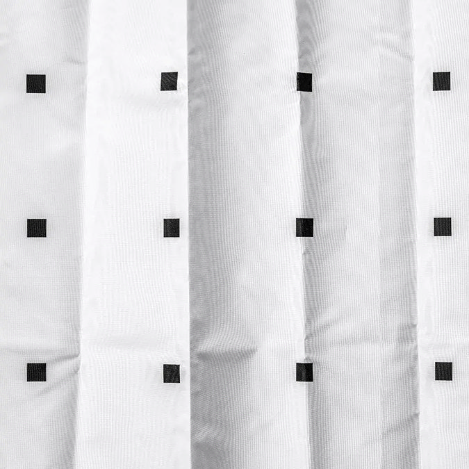 Croydex White with Black Square Dots Shower Curtain 1800 x 1800mm