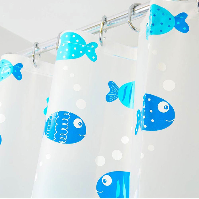 Croydex Wiggly Fish PEVA Shower Curtain W1800 x H1800mm - AE282524H  Profile Large Image