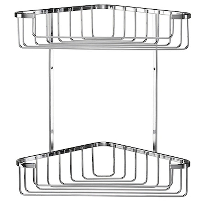 Croydex Corner Shower Storage Basket Chrome (Large - 2 Tier)  Feature Large Image