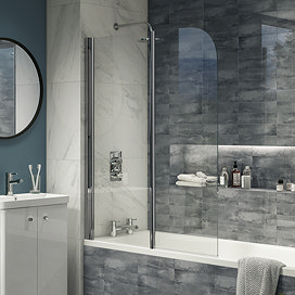 Cruze 1100 x 1400 Chrome 6mm Bi-Fold Hinged Bath Screen Large Image