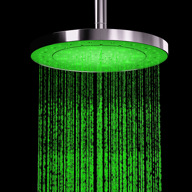 Cruze 200mm Round LED Chrome Shower Head Victorian Plumbing.co.uk