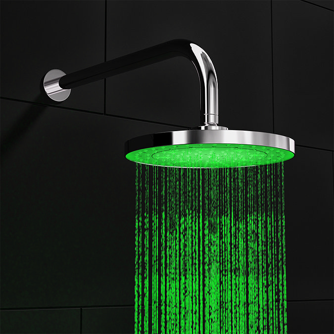 Cruze 200mm Round LED Shower Head with Wall Mounted Arm - Chrome  Feature Large Image