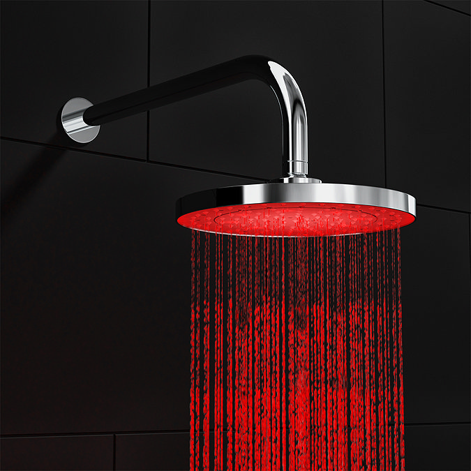 Cruze 200mm Round LED Shower Head with Wall Mounted Arm - Chrome Large Image